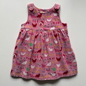 Baby Boden Girls Farm Animal Cord Pinnie Dress - Size 12-18M